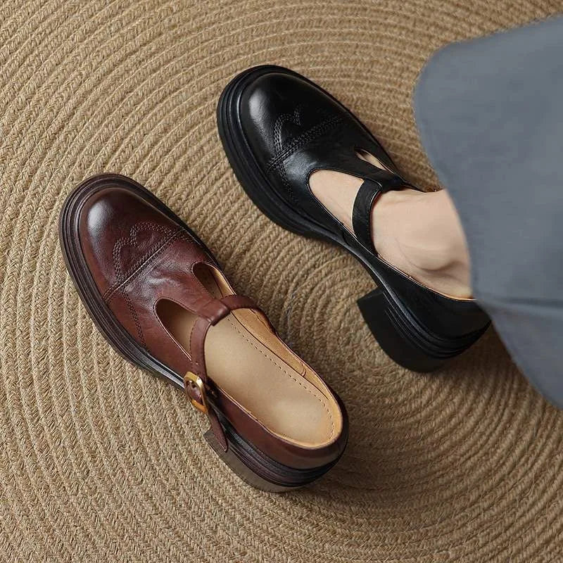 Madison | Classic Women’s Leather T-Strap Shoes