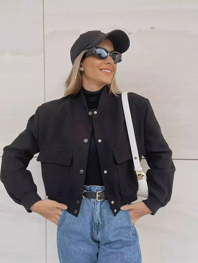 Clara | Women’s Casual Pocket Front Bomber Jacket