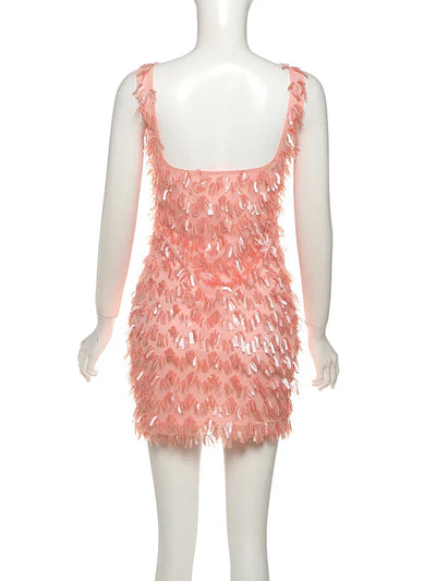 Jenny | Women’s Cocktail Dress with Fringe Feathers