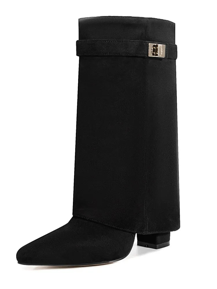 Mia | Women’s Leather Thigh-High Boots with Buckle