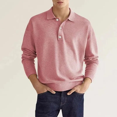 Clyde | Men’s Long Sleeve Casual Knit Polo Shirt