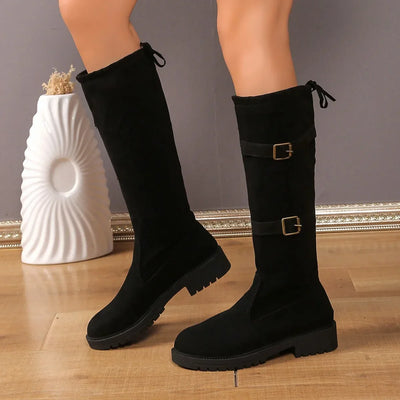 Dana | Women's Knee-High Boots with Buckle and Laces