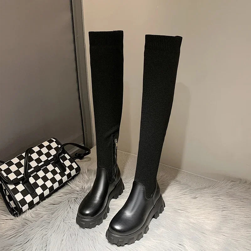 Amelia | Women’s Knee-High Boots with Chunky Sole