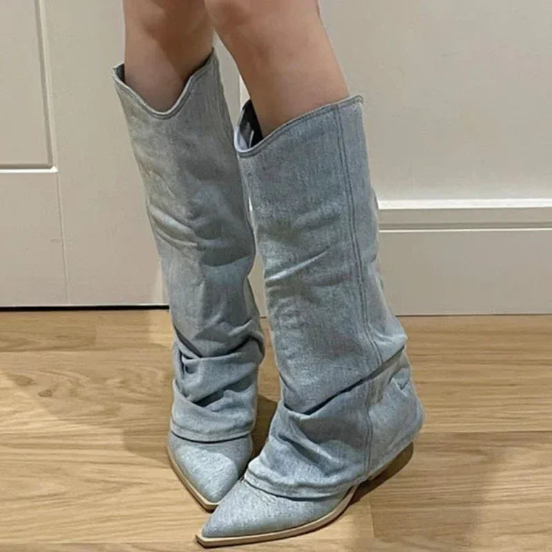 Kimberly | Denim Knee-High Women's Boots