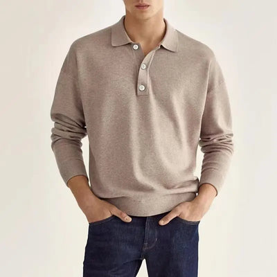 Clyde | Men’s Long Sleeve Casual Knit Polo Shirt
