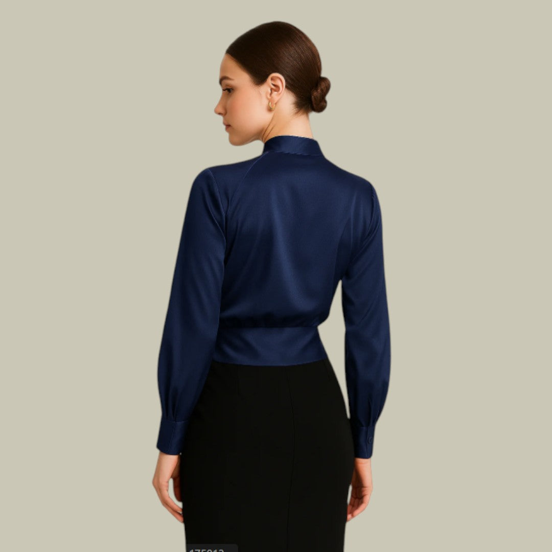 Ruby | Women’s Wrap Front Long Sleeve Satin Blouses