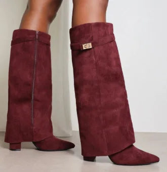 Maya | Women’s Leather Thigh-High Boots with Buckle