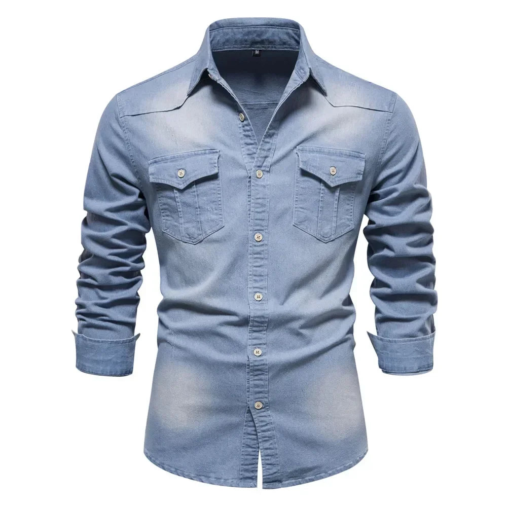 Hunter | Men’s Light Blue Denim Button-Up Shirt