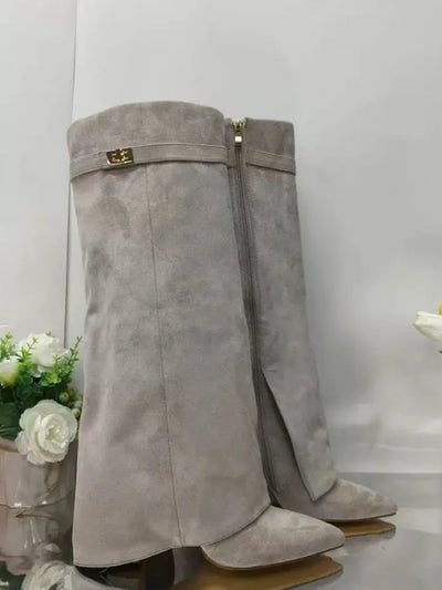 Mia | Women’s Leather Thigh-High Boots with Buckle