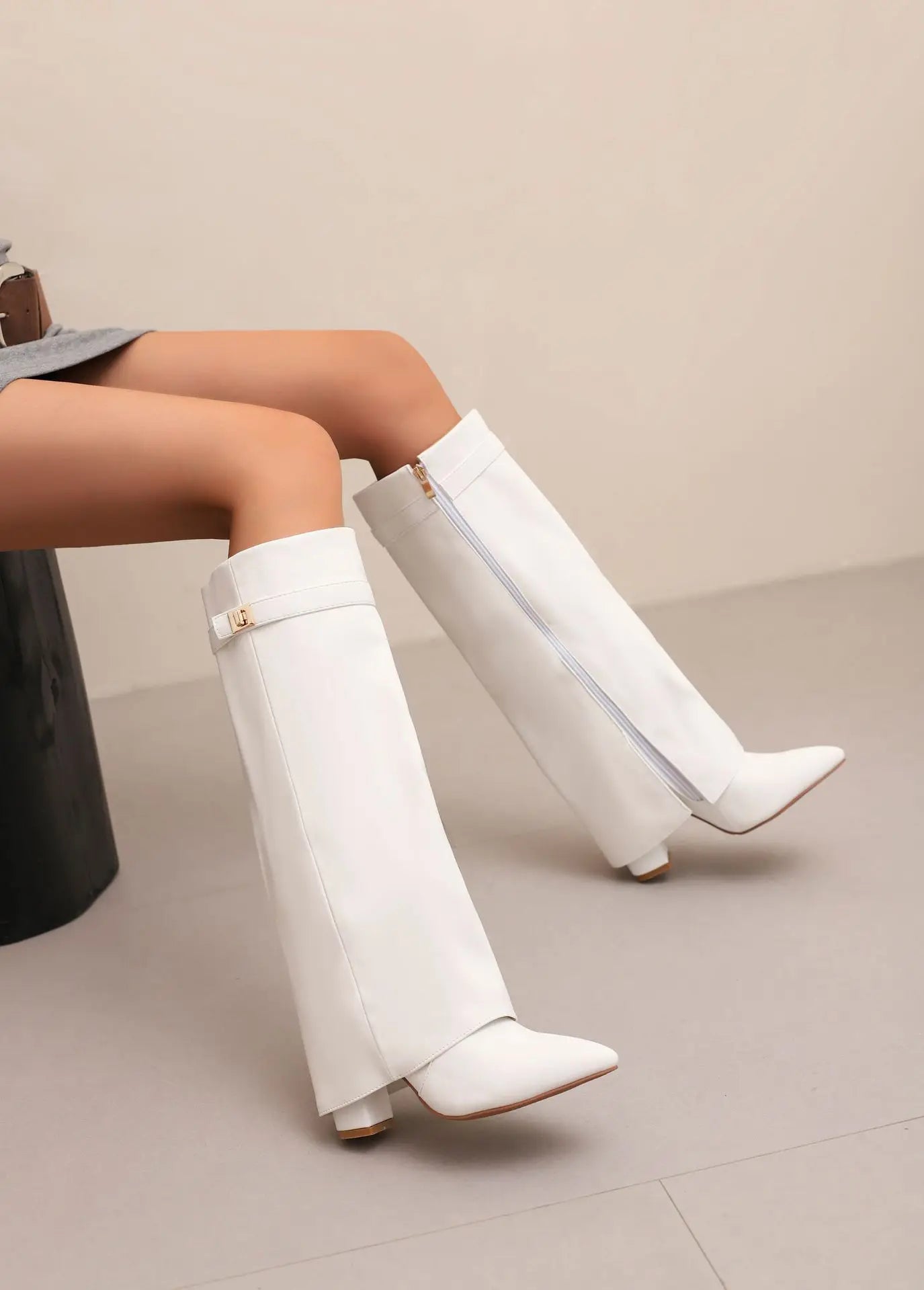 Maya | Women’s Leather Thigh-High Boots with Buckle