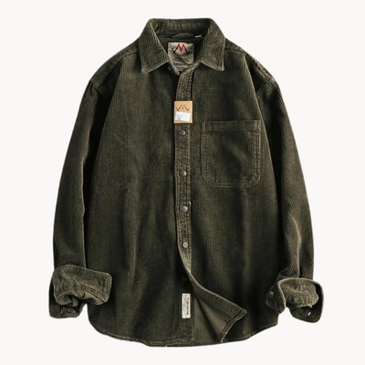 Zach | Men’s Casual Brown Corduroy Long Sleeve Shirt