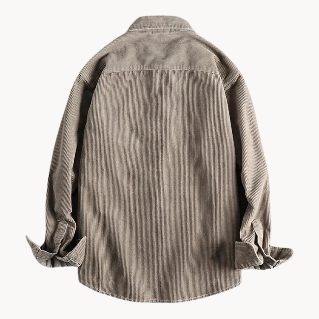 Zach | Men’s Casual Brown Corduroy Long Sleeve Shirt