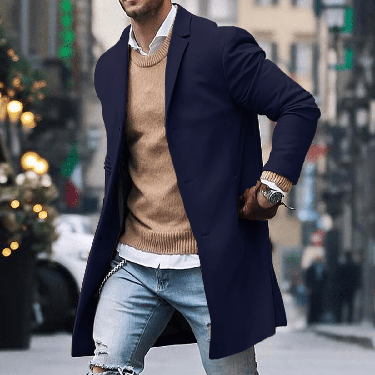 John | Men’s Classic Long Street Style Coat