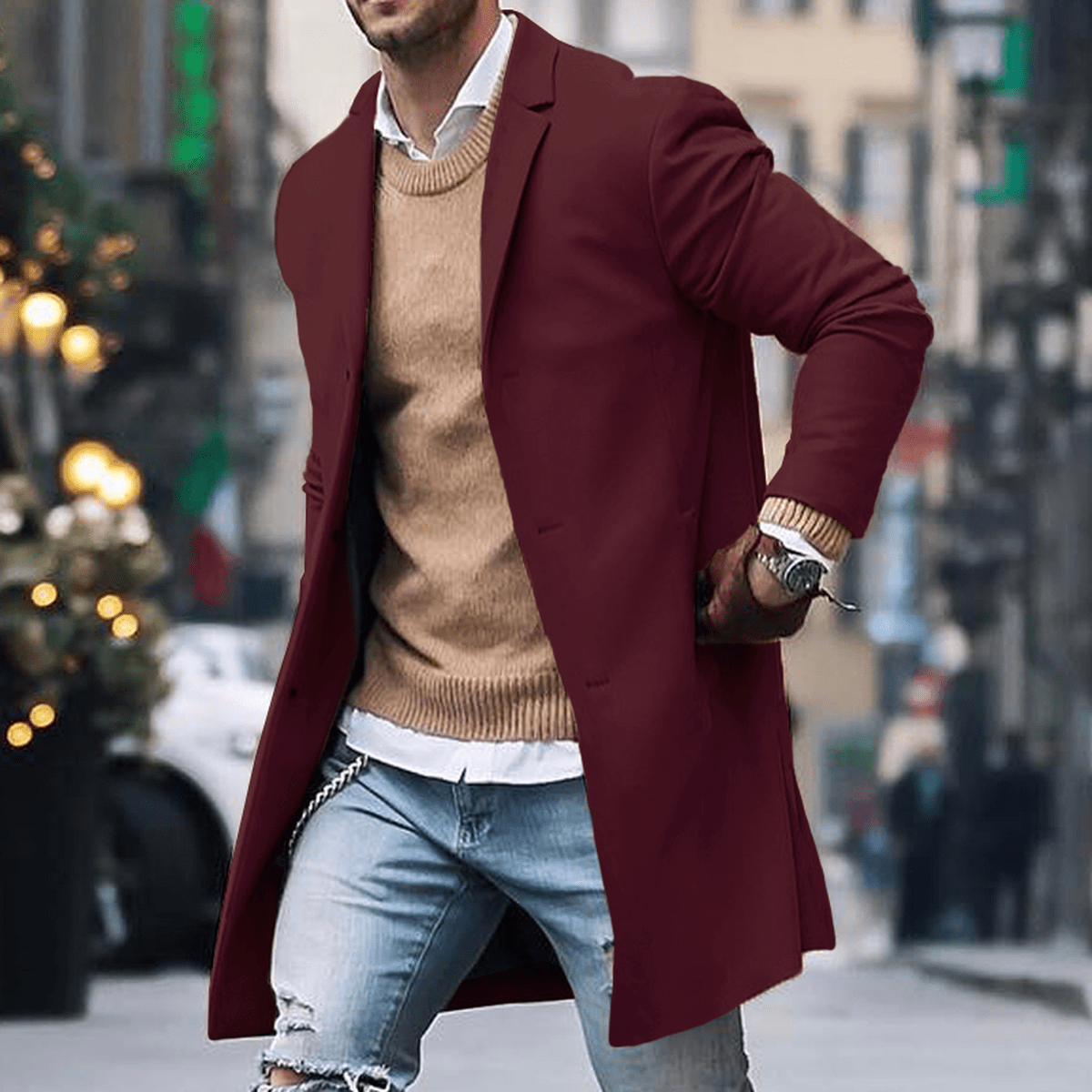 John | Men’s Classic Long Street Style Coat