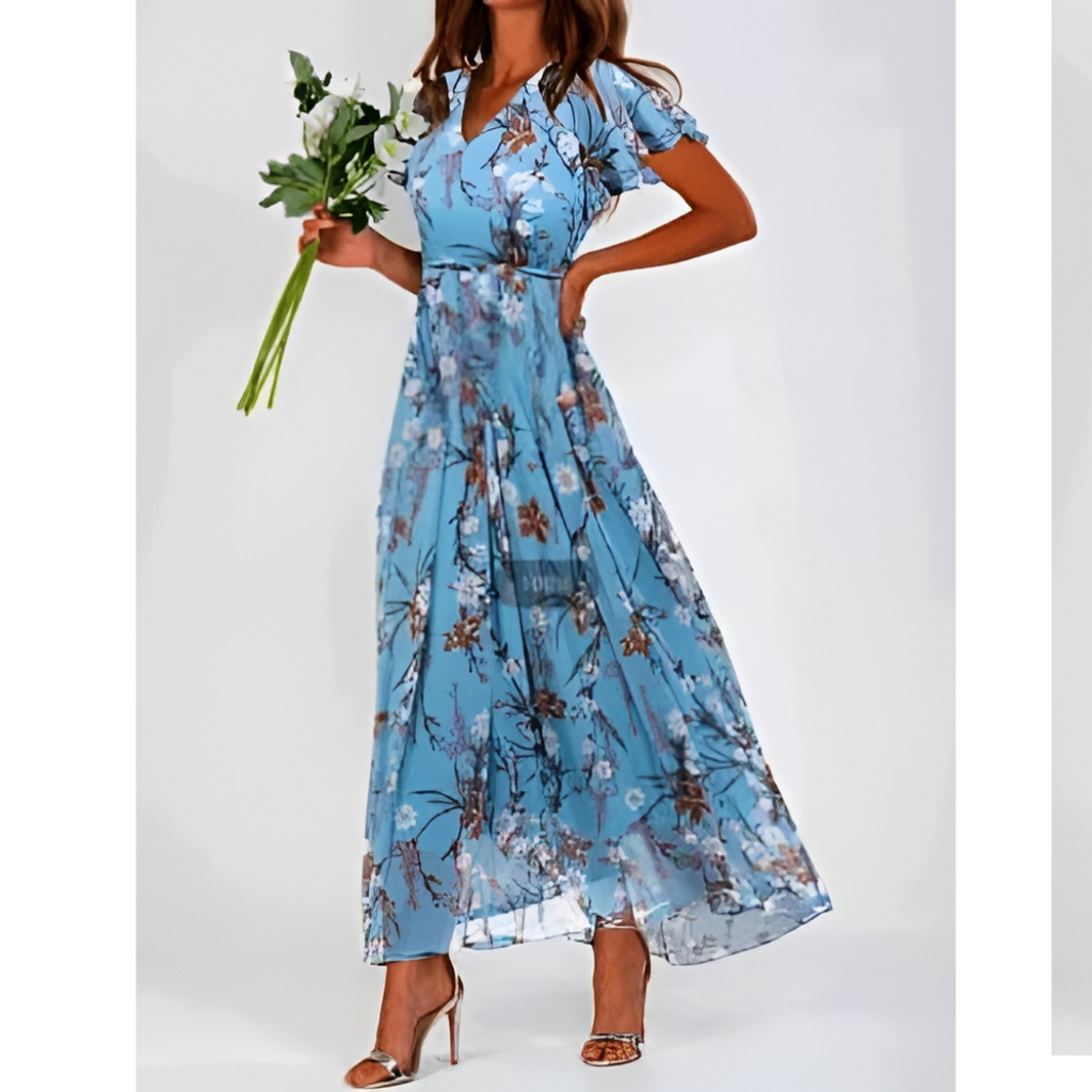 Grace | Women’s Short Sleeve Long Floral Dress