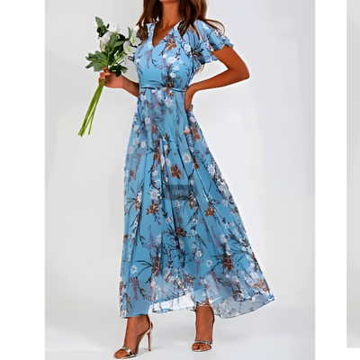 Grace | Women’s Short Sleeve Long Floral Dress