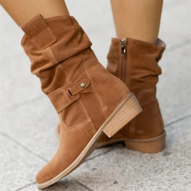 Ashley | Women’s Winter Suede Slouchy Ankle Boots