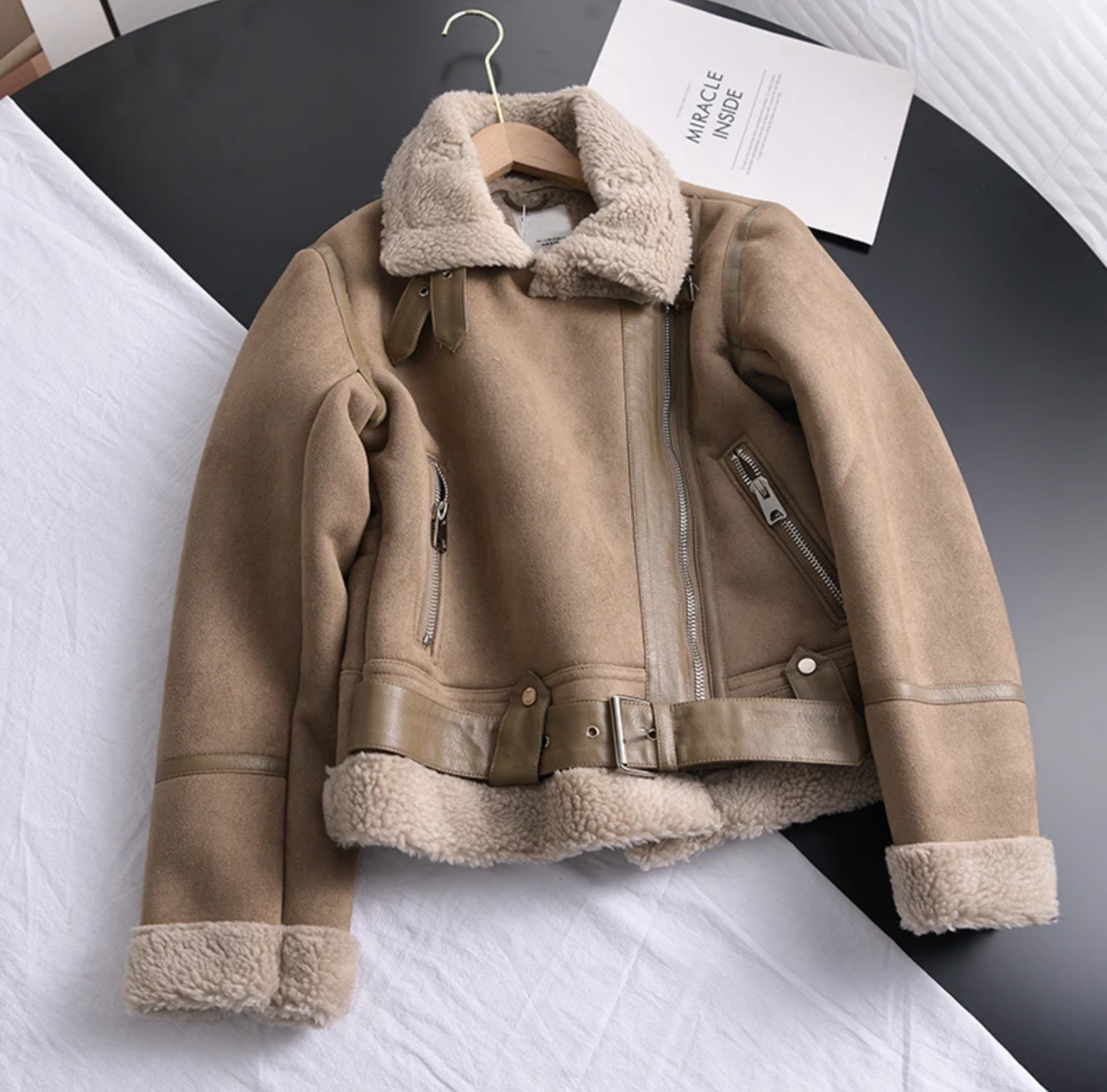 Grace | Women’s Chic Shearling-Lined Moto Jacket