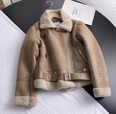 Grace | Women’s Chic Shearling-Lined Moto Jacket