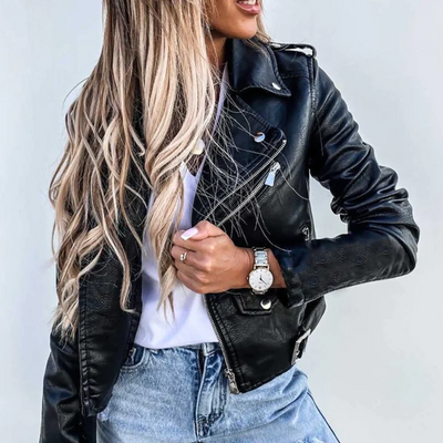 Taylor | Women’s Trendy Zip-Up Biker Jacket