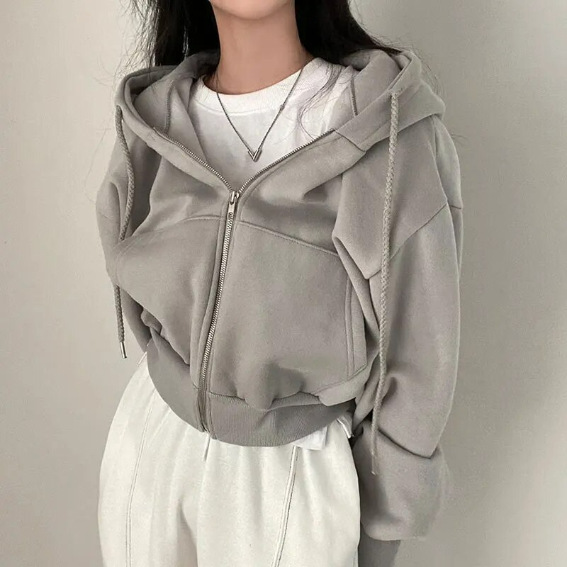 Kaitlyn | Women’s Winter Cropped Zip-Up Hoodie