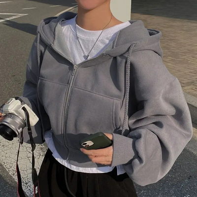Kaitlyn | Women’s Winter Cropped Zip-Up Hoodie