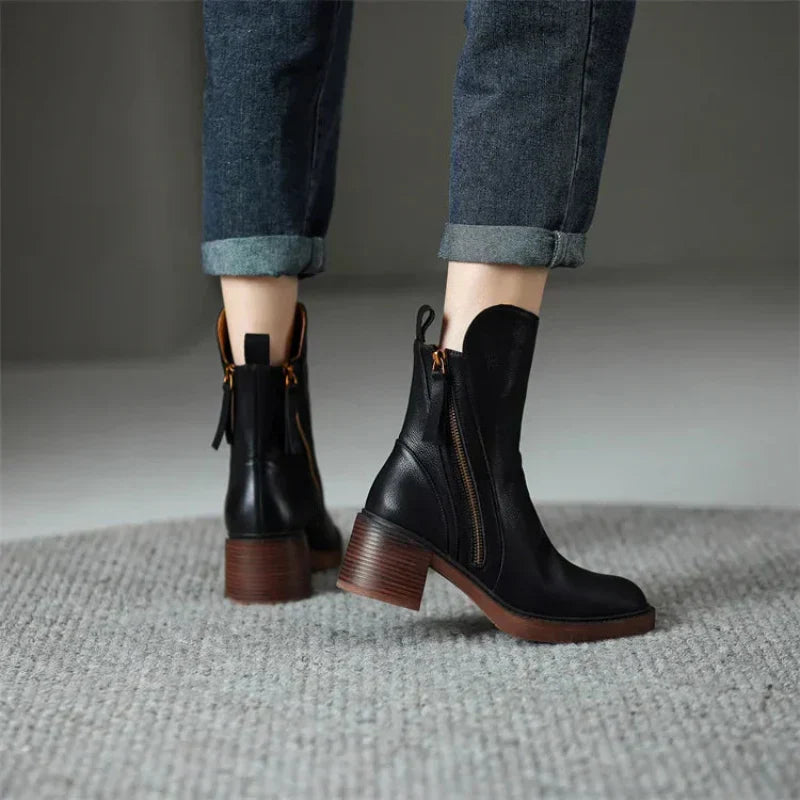 Rachel | Women's Zip-Up Block Heel Boots