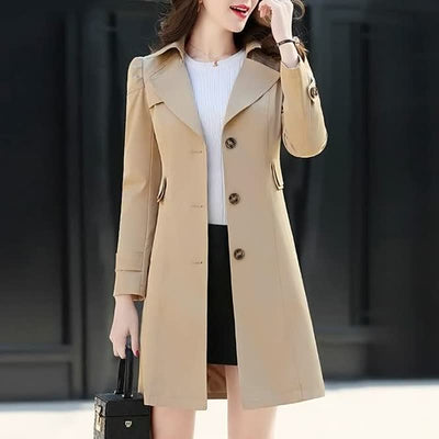 Taylor | Women’s Classic Button-Down Long Trench Coat