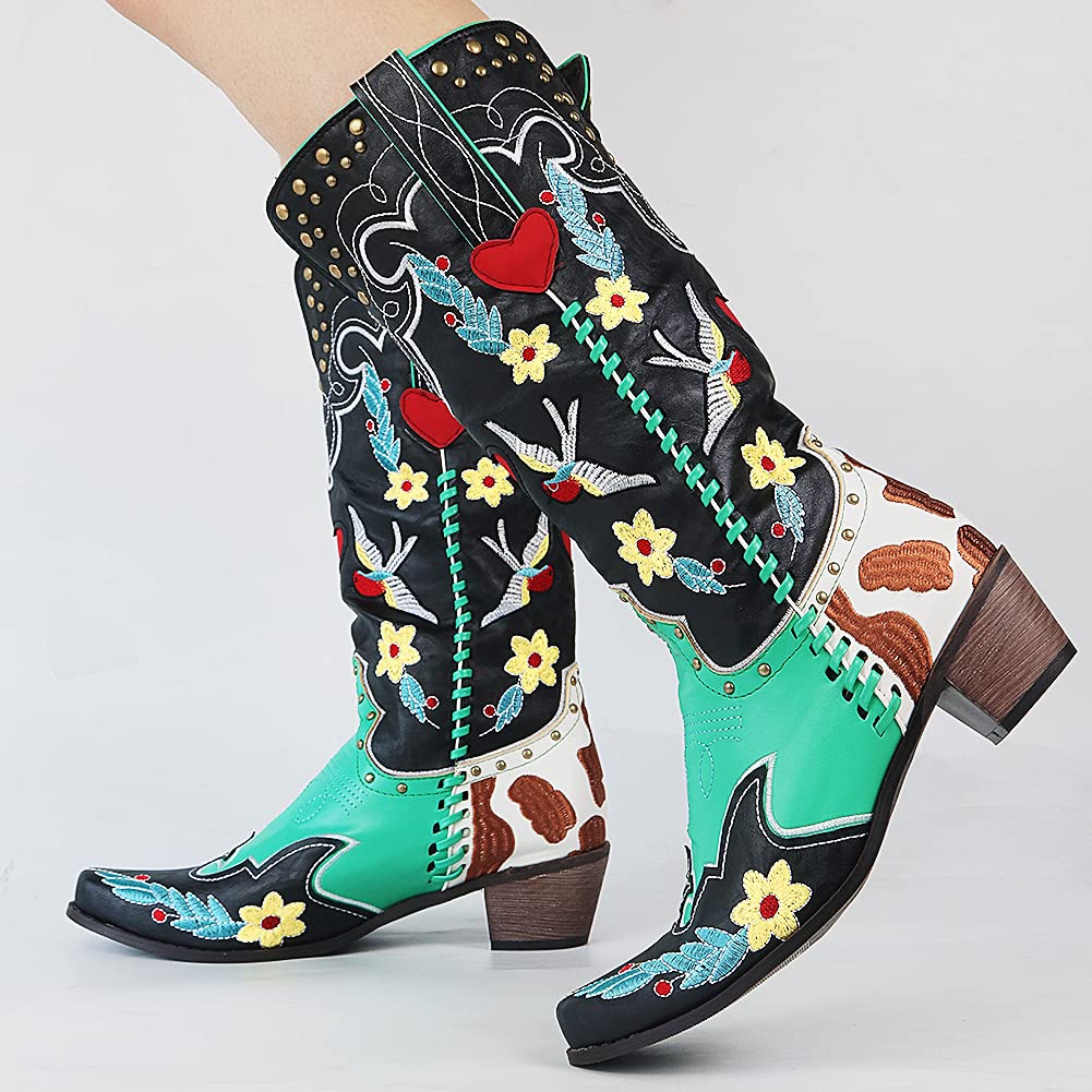 Claire | Women’s Embroidered Cowboy Boots with Heel
