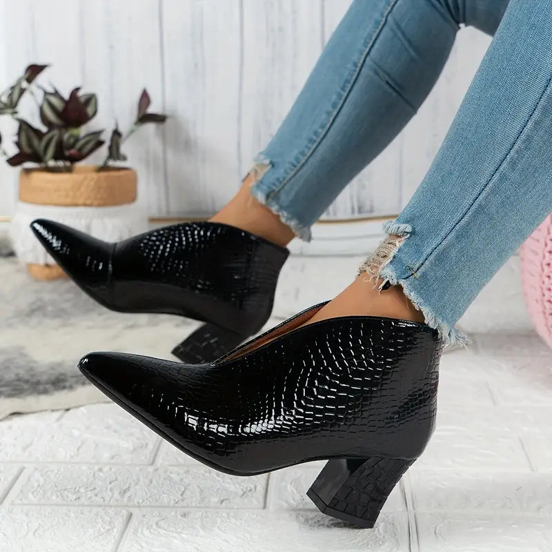Natalie | Women's Stylish Reptile-Textured Ankle Boots