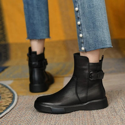 Madison | Women's Leather Buckle Ankle Boots