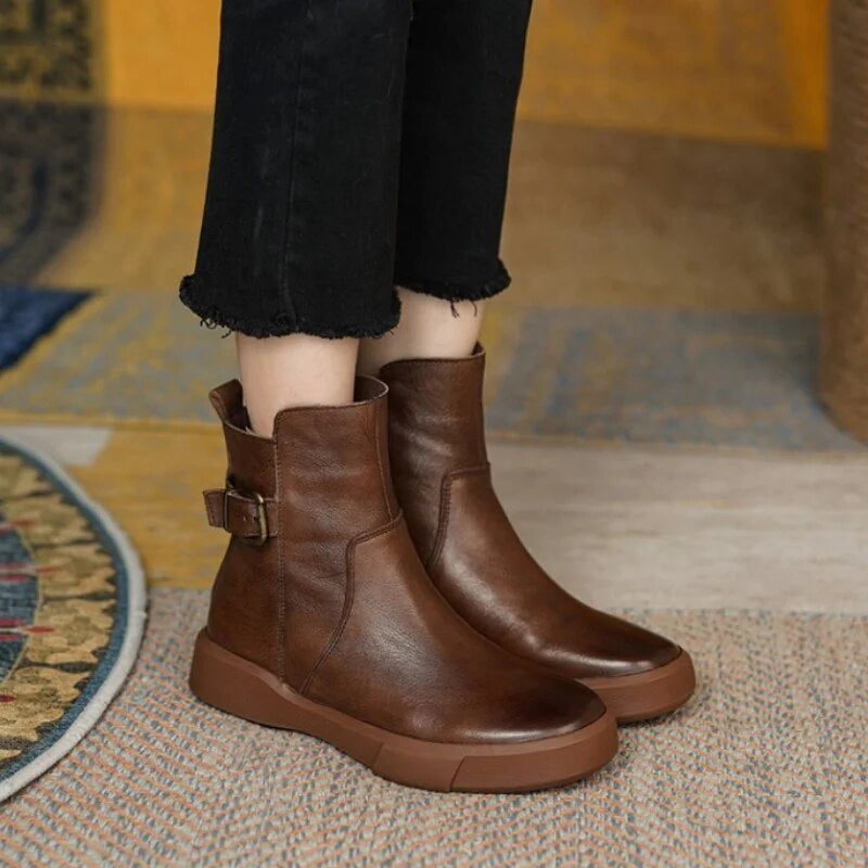 Madison | Women's Leather Buckle Ankle Boots