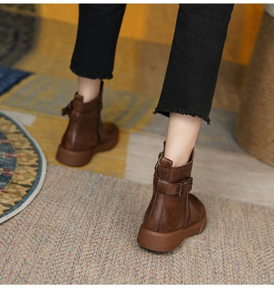 Madison | Women's Leather Buckle Ankle Boots