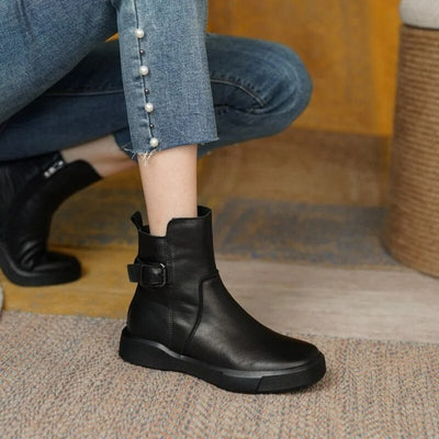 Madison | Women's Leather Buckle Ankle Boots