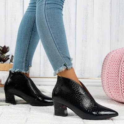 Natalie | Women's Stylish Reptile-Textured Ankle Boots
