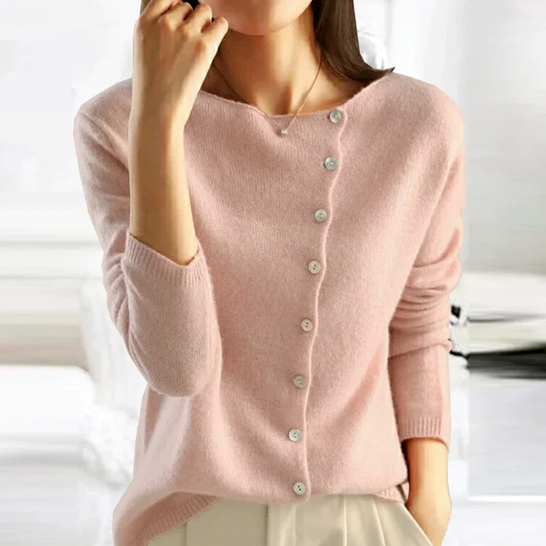 Alice | Elegant V-neck Button Sweater for Women