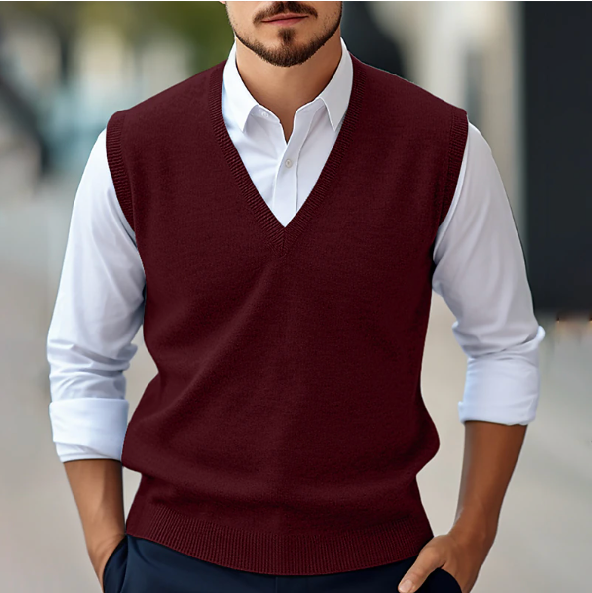 Adam | Men’s V-Neck Knitwear Office Wear Vest