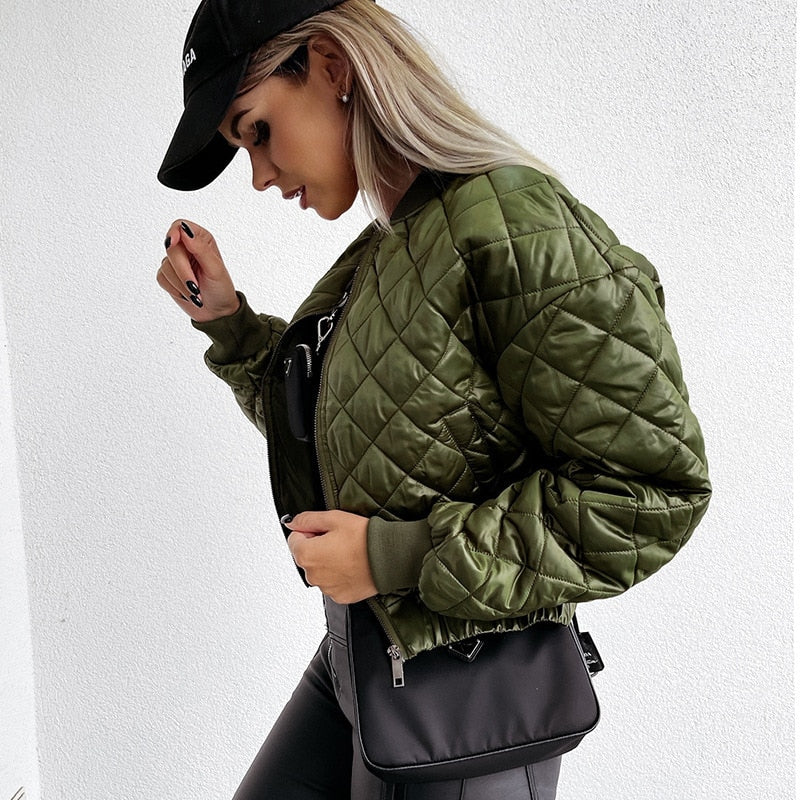 Sabrina | Women’s Quilted Short Zip-Up Bomber Jacket