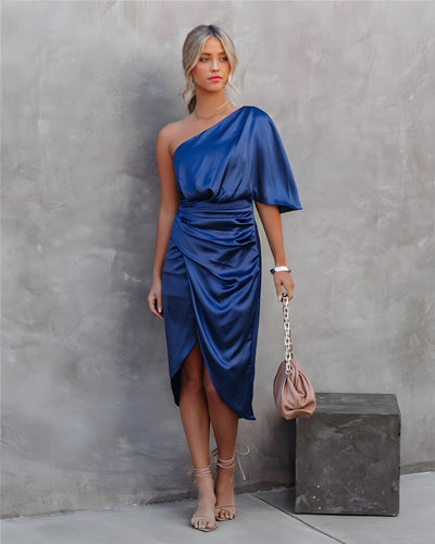 Ava | Women’s One Shoulder Wrap Midi Dress
