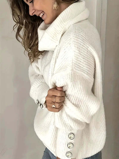 Audrey | Women’s Winter Ribbed Cowl Neck Sweater