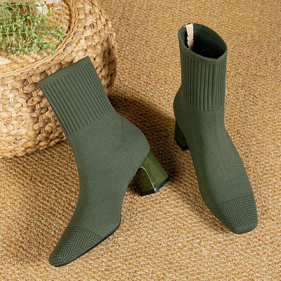 Alana | Women’s Winter Ribbed Knit Ankle Boots