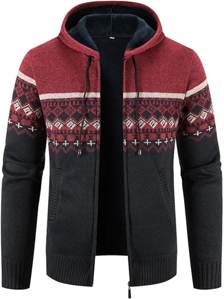 Max | Men’s Warm Hooded Zip Front Cardigan