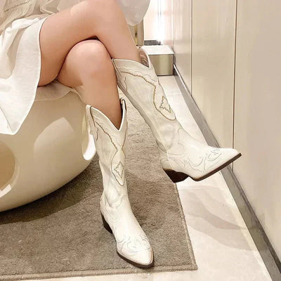 Alexa | Women’s Chic Western Boots with Embroidery