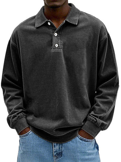 William | Men’s Vintage Style Long Sleeve Polo Shirt