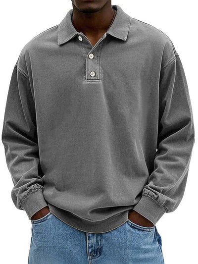William | Men’s Vintage Style Long Sleeve Polo Shirt