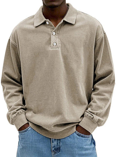 William | Men’s Vintage Style Long Sleeve Polo Shirt