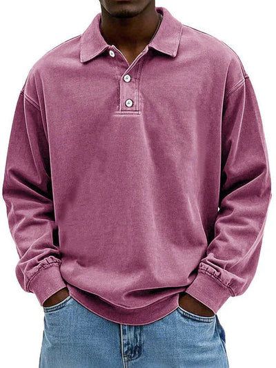 William | Men’s Vintage Style Long Sleeve Polo Shirt