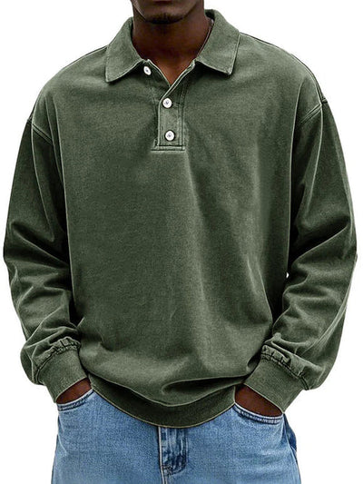 William | Men’s Vintage Style Long Sleeve Polo Shirt