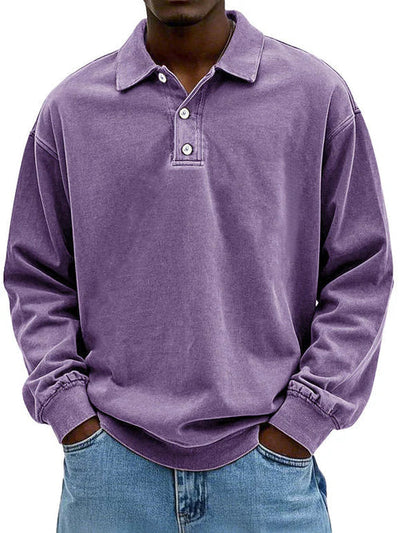 William | Men’s Vintage Style Long Sleeve Polo Shirt