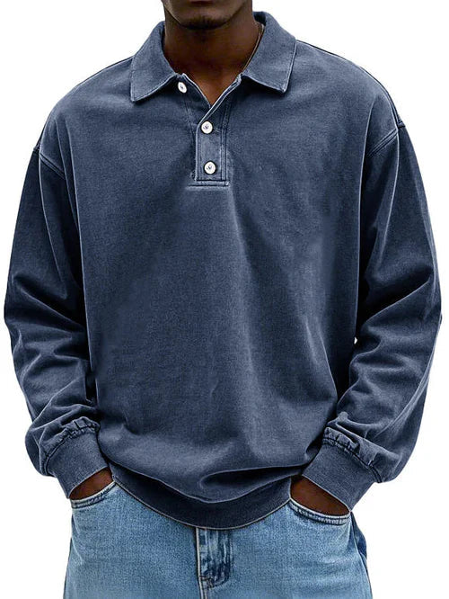 William | Men’s Vintage Style Long Sleeve Polo Shirt